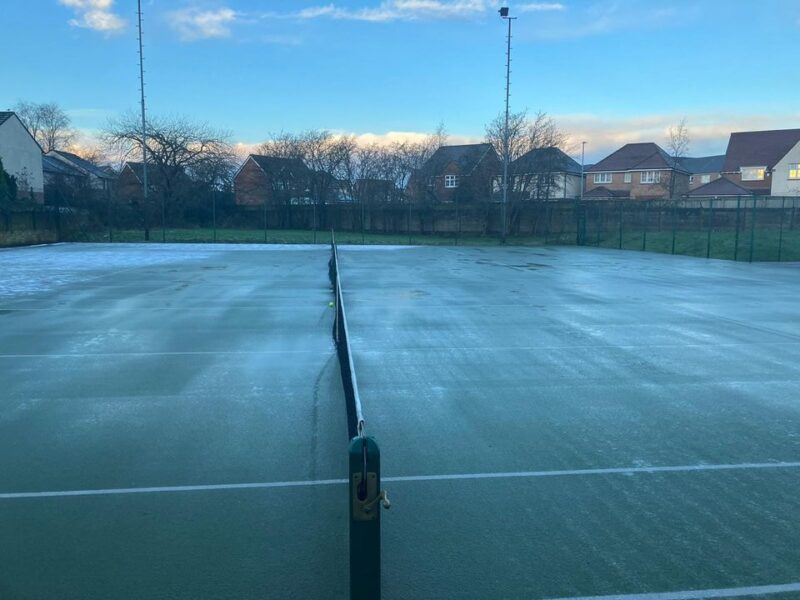 Icy and wet courts Lancaster Tennis Club